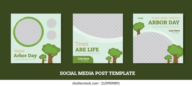 Flat arbor day social media posts collection