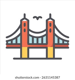 Ícone de objeto de ponte de arco plano conceito de design moderno isolado