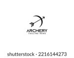 Flat archery bow and arrow logo design vector illustration idea