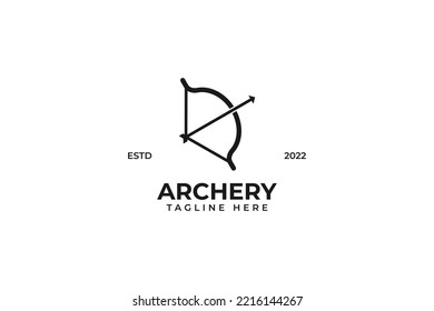 Flat archery bow and arrow logo design vector illustration idea