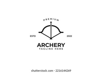 Flat archery bow and arrow logo design vector illustration idea