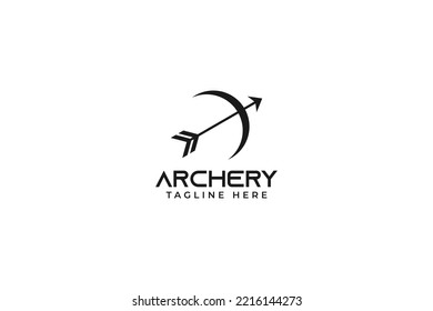 Flat archery bow and arrow logo design vector illustration idea