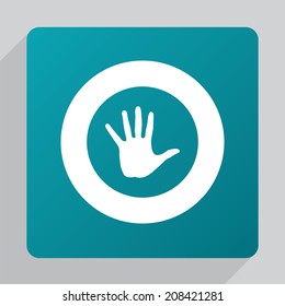 flat arm icon, white on green background 