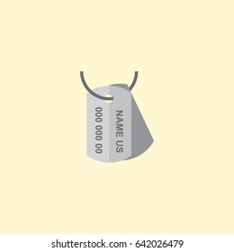 Flat Army Tag Element. Vector Illustration Of Flat Identity Isolated On Clean Background. Can Be Used As Tag, Army And Identity Symbols.