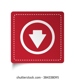 Flat Arrow Down icon on red sticker