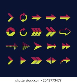 Icono de flecha plana diferente colección