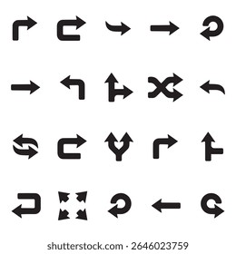 Flat arrow icon sign symbol set and isolated on a white background. arrow up, forward, down, next, back. Neon nice arrow design. eps vector art sign. 