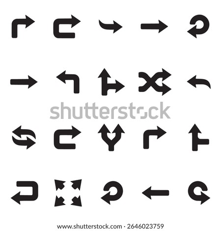 Flat arrow icon sign symbol set and isolated on a white background. arrow up, forward, down, next, back. Neon nice arrow design. eps vector art sign. 