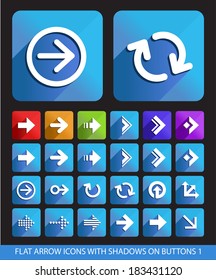 Flat Arrow Icons with Shadows on Rectangular Buttons 1.