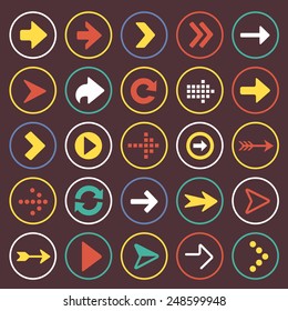 Flat arrow icons sign symbol set