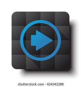 Flat Arrow Right icon on black app button with drop shadow