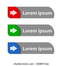 Flat arrow sign on a template of slider. Vector illustration