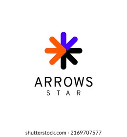 flat arrow star logo template