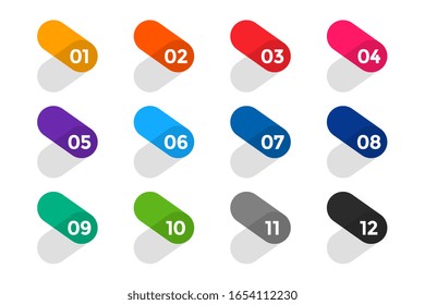 flat arrow style bullet points numbers set