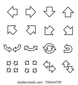 Flat arrows collection, icons, signs , symbols, isolated on white background, vector