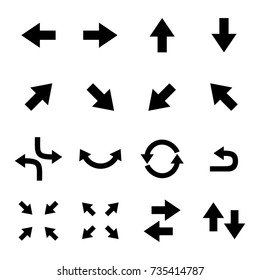 Flat arrows collection, icons / signs / symbols, isolated on white background, vector