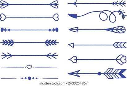 Flache Pfeile Vektor-Illustration Design Element Set. Hintergrund