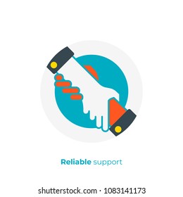 flat art assistant hands. Team building. Scalable vector icon in modern flat style. cartoon elements vector illustration.