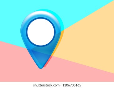 Flat art design graphic image of pointer icon on pink and blue background