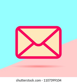 Flat art design graphic image of mail icon on pink and blue background