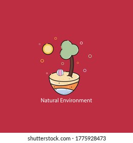 diseño de arte plano entorno natural