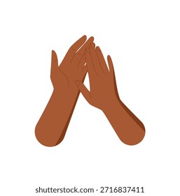 Arte plano de manos diversas realizando una pegatina de gesto alto cinco. Celebración de la amistad y la solidaridad. Concepto de conexión humana y Asistencia, estilo abstracto vibrante, ideal para la unidad temática
