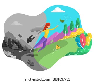 Flat art illustration. To a cleaner environment than plastic trash by zsartdesign