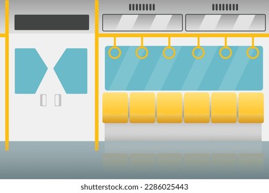 Flat art Inside subway Metro Skytrain transportation background | Vector illustration.