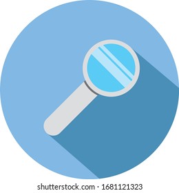 Flat art magnifying glass used commonly to signify the search function in an app.