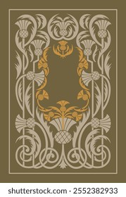 Ilustração de capa de livro vertical plana art nouveau