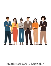 Estilo De Arte Plano De 6 Personas Corporativas En Diferentes Razas Y Diversidad