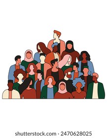 Flat Art Style Vector Crowd Of People In Different Races