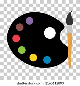 Flat art tool palette with paints color, artist web design graphic vector illustration .