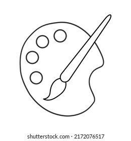 Flat art tool palette with paints color, artist web design graphic vector illustration .