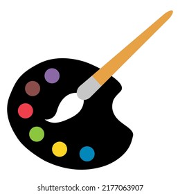 Flat art tool palette with paints color, artist web design graphic vector illustration .