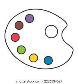 Flat art tool palette with paints color, artist web design graphic vector illustration .
