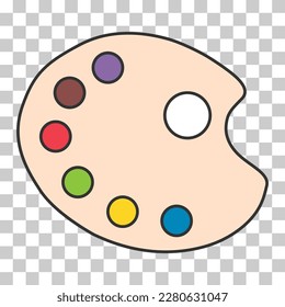 Flat art tool palette with paints color, artist web design graphic vector illustration .
