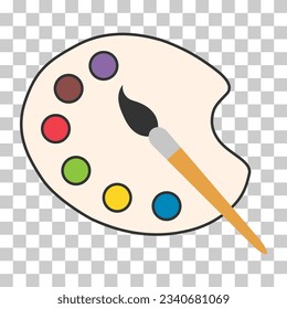 Flat art tool palette with paints color, artist web design graphic vector illustration .