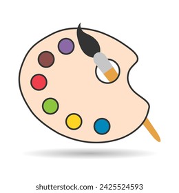 Paleta de herramientas de arte plano con pinturas sombra de color, diseño web de artista ilustración vectorial gráfica .