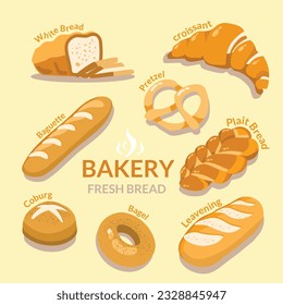 Flat Art type of Bread | set collection illustration
