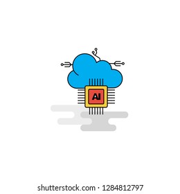 Flat Artificial intelligence on cloud Icon. Vector