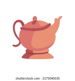 flat asian kettle design over white