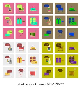 Flat assembly icons of Black Friday set