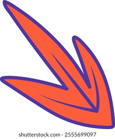 Flat asset flower and leaves with orange and purple color