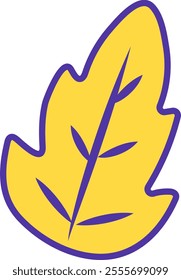 Flat asset flower and leaves with orange and purple color