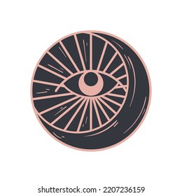 flat astrology eclipse illustration over white