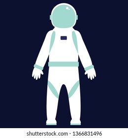 Flat astronaut vector isolated on dark blue background.