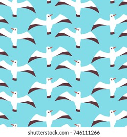 Flat atlantic sea birds seamless pattern background. Vector flat illustration