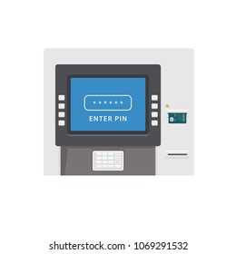 Flat ATM machine illustration. Automated teller machine