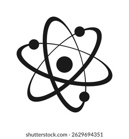 Projeto de ícone de logotipo de átomo plano isolado no fundo branco